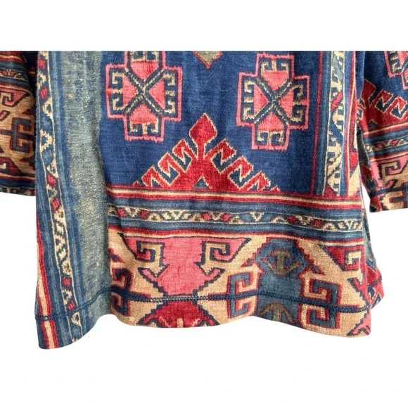 Lauren Jeans Co Ralph Lauren Top Women L Henley Aztec Southwest Boho Western - Picture 5 of 8